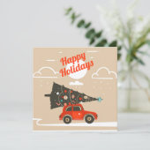 Joyeuses Fêtes Carte Plate Arbre de Noël (Debout devant)