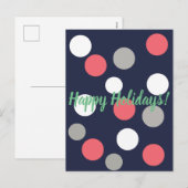 Joyeuses Fêtes Carte Postale Boules Corail Blanc G (Devant / Derrière)
