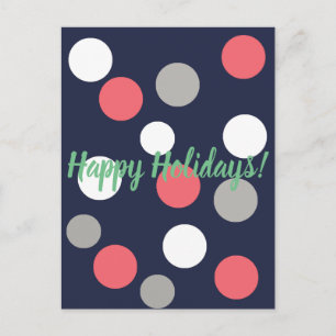 Joyeuses Fêtes Carte Postale Boules Corail Blanc G