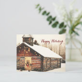 Joyeuses Fêtes carte postale Old Schoolhouse (Debout devant)