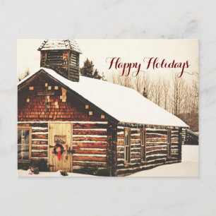 Joyeuses Fêtes carte postale Old Schoolhouse
