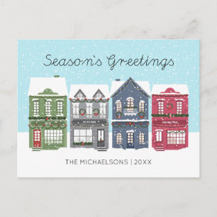 Joyeuses Fêtes Christmas Town Carte de vacances