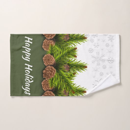 Joyeuses fêtes de neige et Pinecones (Serviette à main)