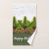 Joyeuses fêtes de neige et Pinecones (Serviette à main)