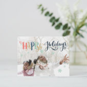 Joyeuses Fêtes Doodle Neige | Carte de vacances ph (Debout devant)