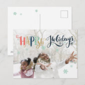 Joyeuses Fêtes Doodle Neige | Carte de vacances ph (Devant / Derrière)