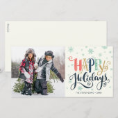 Joyeuses Fêtes Doodle Neige | Carte de vacances ph (Devant / Derrière)