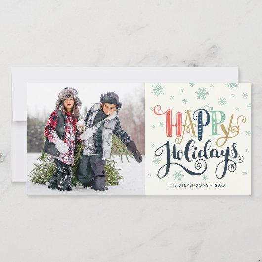 Joyeuses Fêtes Doodle Neige | Carte de vacances ph (Devant)