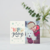 Joyeuses Fêtes Doodle Neige | Carte de vacances ph (Debout devant)