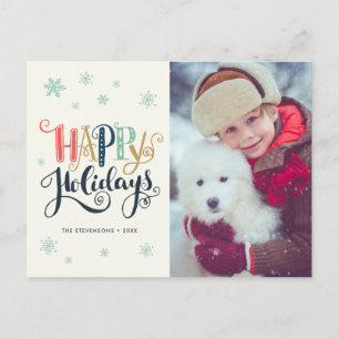 Joyeuses Fêtes Doodle Neige Carte de vacances ph