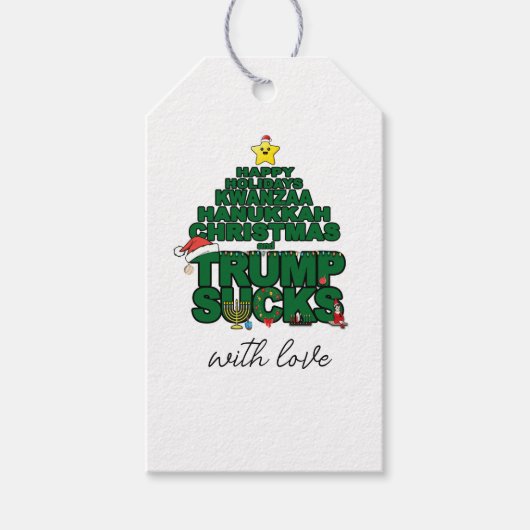 Joyeuses Fêtes étiquette de cadeau Trump craint (Devant)