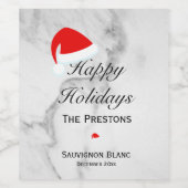 Joyeuses fêtes Étiquette de vin de Santa Hat sur m (Étiquettes simples)