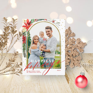 Joyeuses Fêtes Famille Photo Arc de Noël Carte