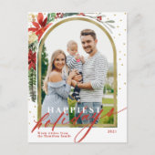 Joyeuses Fêtes Famille Photo Arc de Noël Carte (Devant)