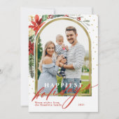 Joyeuses Fêtes Famille Photo Arc de Noël Carte (Devant)