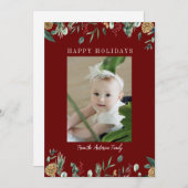 Joyeuses Fêtes ! Feuillage d'hiver, Carte de vœux  (Devant / Derrière)