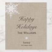 Joyeuses fêtes hiver Snowflake Étiquette de vin Bu (Étiquettes simples)