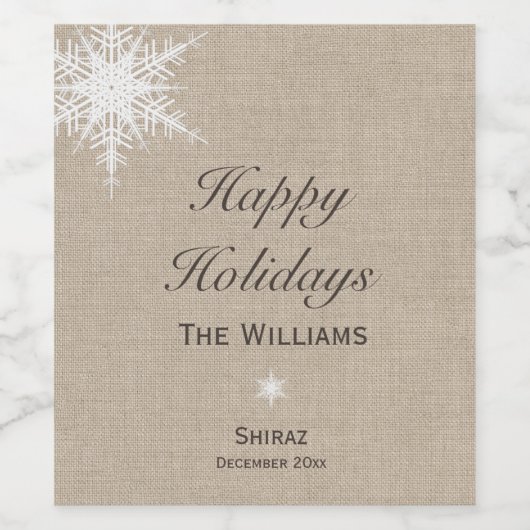Joyeuses fêtes hiver Snowflake Étiquette de vin Bu (Étiquettes simples)
