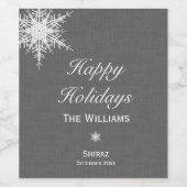Joyeuses fêtes hiver Snowflake Étiquette - Gris (Étiquettes simples)