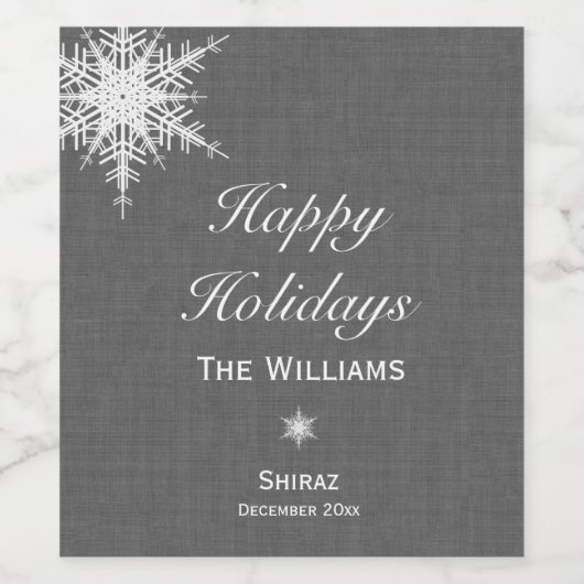 Joyeuses fêtes hiver Snowflake Étiquette - Gris (Étiquettes simples)