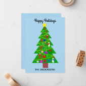 Joyeuses fêtes jolies sapin de Noël #1 Carte de va (Devant/Arrière en situation)