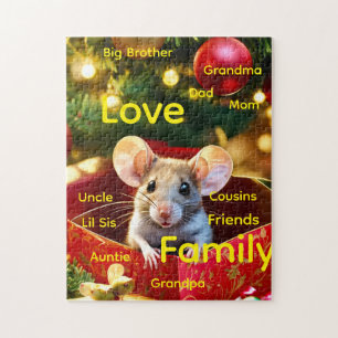 Joyeuses Fêtes Joyeux Noël Souris Amour Puzzle