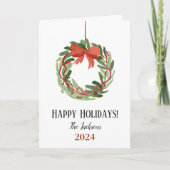 Joyeuses fêtes Joyeux Noël Wreath Carte pliée (Devant)