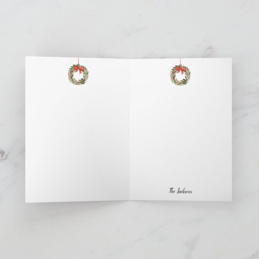 Joyeuses fêtes Joyeux Noël Wreath Carte pliée (Intérieur)