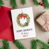 Joyeuses fêtes Joyeux Noël Wreath Carte pliée