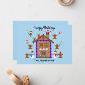 Joyeuses Fêtes Maison en pain d'épice #2 Carte de (Devant/Arrière en situation)
