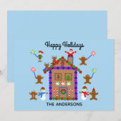 Joyeuses Fêtes Maison en pain d'épice #2 Carte de (Devant / Derrière)