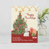Joyeuses fêtes mignonne arbre Westie Carte de Noël (Debout devant)