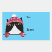 Joyeuses fêtes mignonnes Étiquette cadeau chat (Devant)