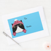 Joyeuses fêtes mignonnes Étiquette cadeau chat (Enveloppe)