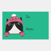 Joyeuses fêtes mignonnes Étiquette cadeau chat (Devant)