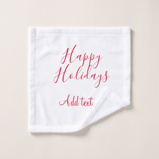 Joyeuses fêtes Noël calligraphie rouge simple mi (Gant de toilette)