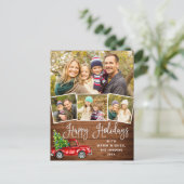 Joyeuses fêtes Noël Camion rouge 4 Carte photo (Debout devant)