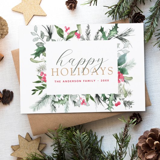 Joyeuses fêtes Noël vert Carte rouge