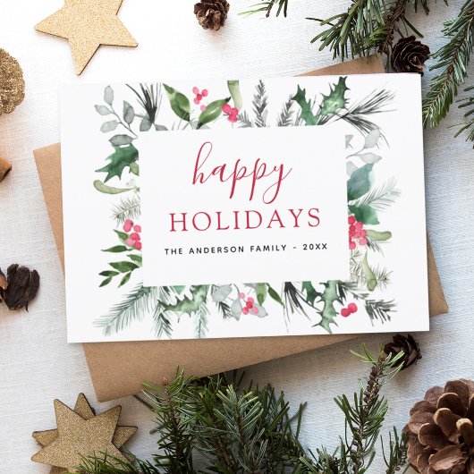 Joyeuses fêtes Noël vert Carte rouge