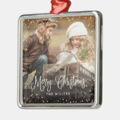 Joyeuses fêtes Ornement photo de neige (Gauche)