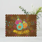 Joyeuses Fêtes Ornementations Carte Vacances (Debout devant)