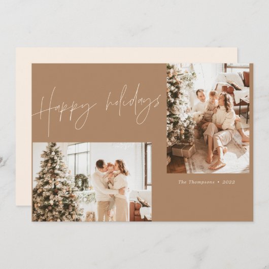 Joyeuses Fêtes Photo Carte de Noël | Boho Modern (Devant / Derrière)
