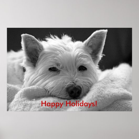 Joyeuses fêtes - Poster du chien mignon Westie (Devant)