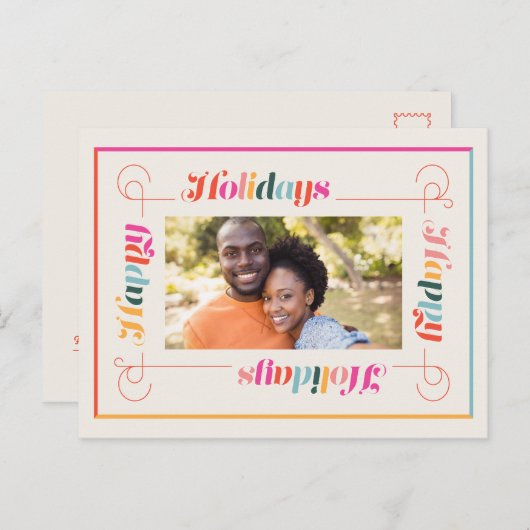 Joyeuses fêtes Rétro Noël Carte postale (Devant / Derrière)