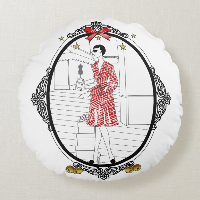 Joyeuses Fêtes Rond Kussen (Voorkant)