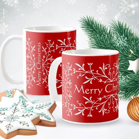 Joyeuses Fêtes Rouge et Blanc Mug de Noël