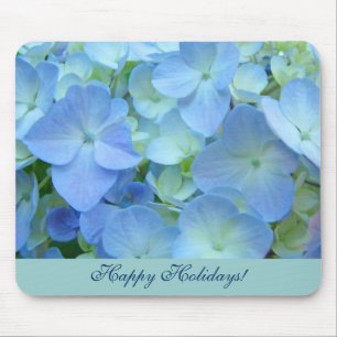 Joyeuses Fêtes ! tapis de souris Bleu Floral Hydra