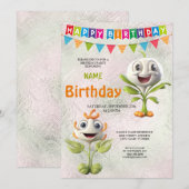 Joyeuses fleurs blanches Invitation de fête d'anni (Devant / Derrière)