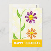 Joyeuses Fleurs Bonne Carte postale Anniversaire (Devant / Derrière)