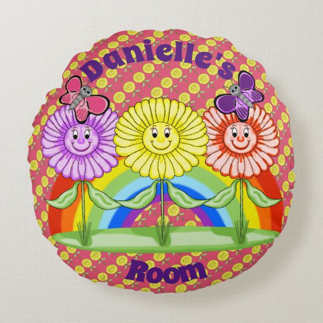 Joyeuses fleurs Coussin rond (Devant)